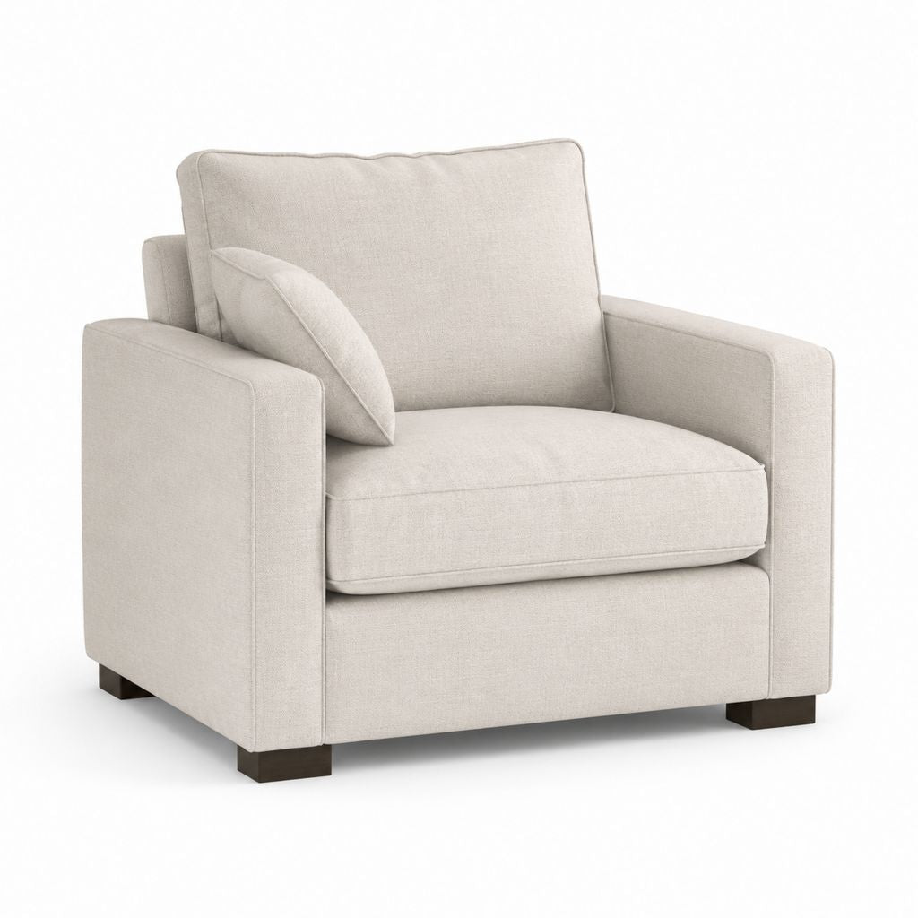Poltrona imbottita quadrata beige in poliestere 100 x 90 x 88 cm