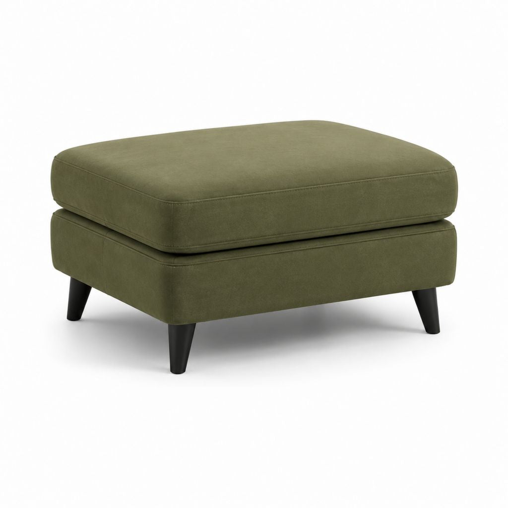 Poggiapiedi imbottito rettangolare verde oliva in microfibra di poliestere 80 x 60 x 45 cm
