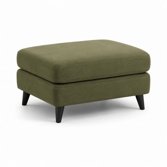 Poggiapiedi imbottito rettangolare verde oliva in microfibra di poliestere 80 x 60 x 45 cm