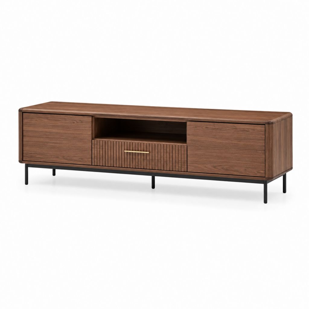 Mobile TV marrone in MDF impiallacciato noce con struttura rettangolare 180 x 40 x 55 cm
