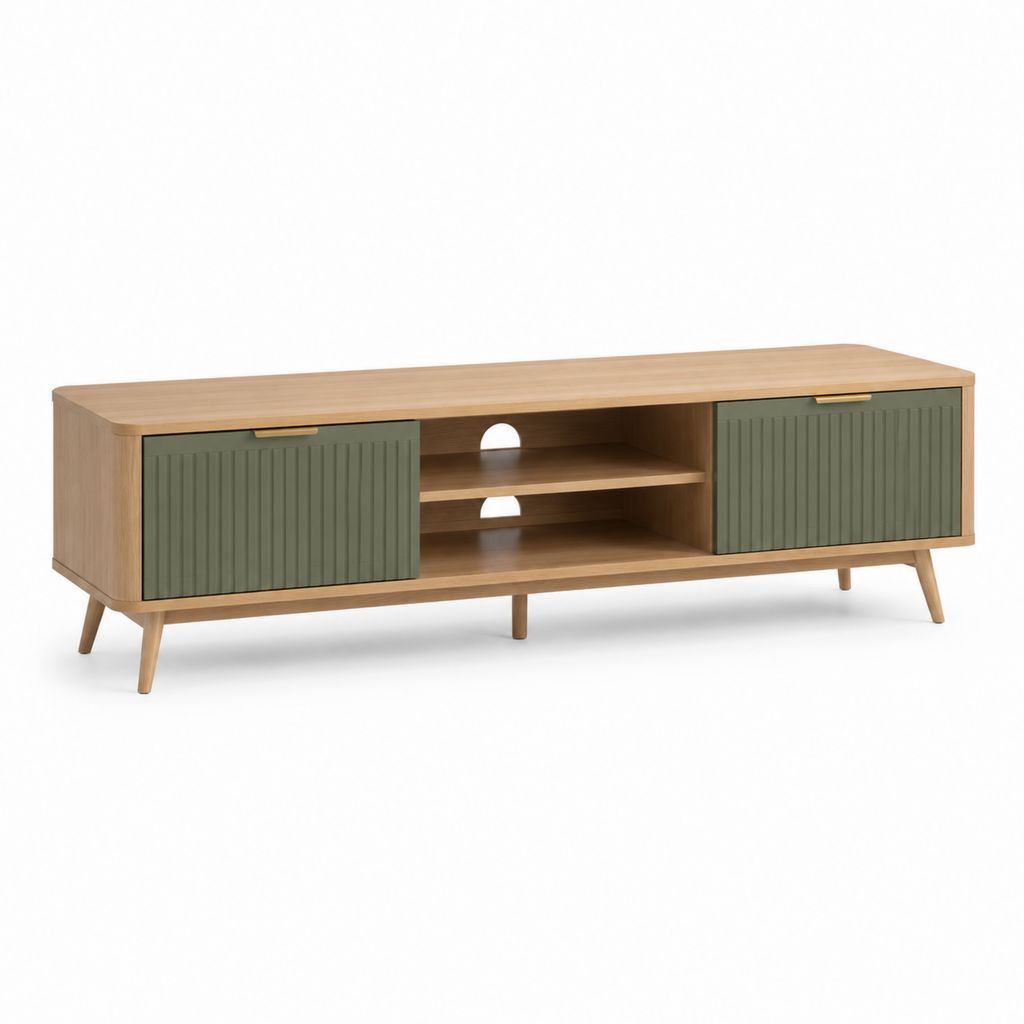 Mobile TV basso rovere e verde in MDF 160 x 40 x 55 cm