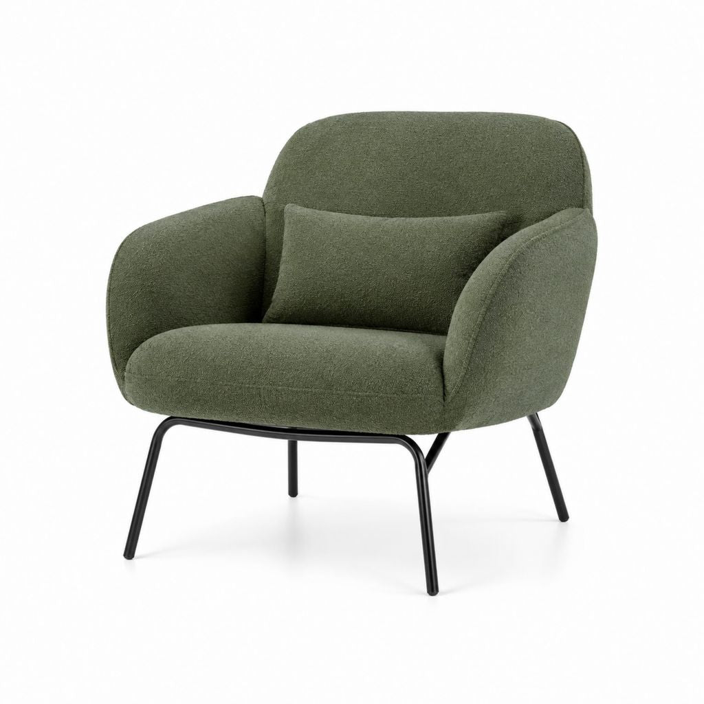 Poltrona da soggiorno verde in poliestere con struttura in acciaio 75 x 78 x 82 cm