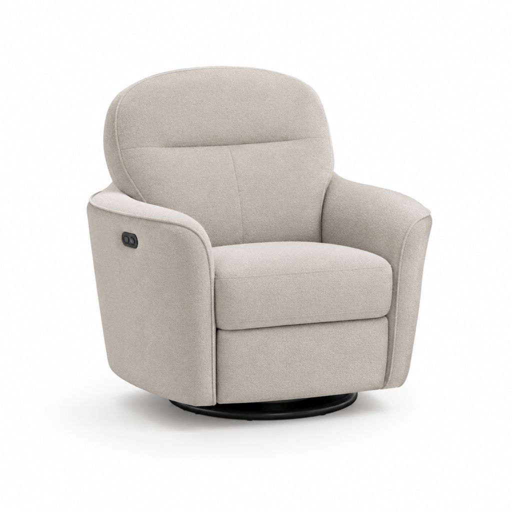 Poltrona relax reclinabile girevole beige in poliestere 100% con comando elettrico 86 x 91 x 102 cm