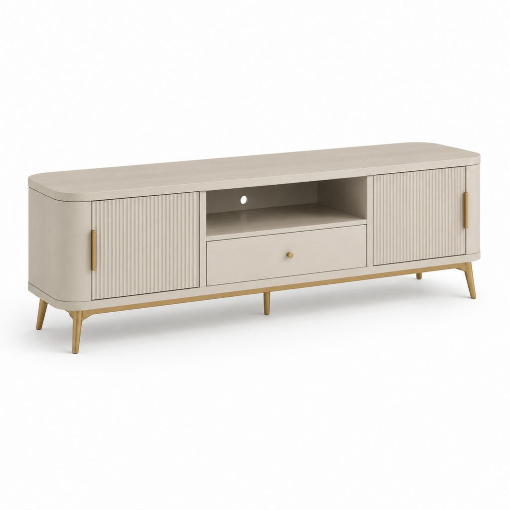 Mobile TV rettangolare beige in MDF con finitura melaminica 160 x 40 x 55 cm
